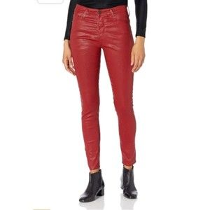AG Adriano Goldschmied Legging 24 Super Skinny Coated Leatherette Ankle Jean Red